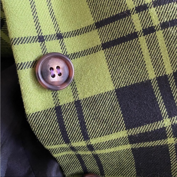 Apple Green Plaid & Black Blazer - Picture 5 of 8